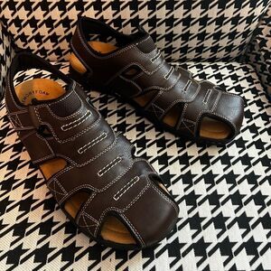 NWT DOCKERS Mens Brown Cut Out Newpage River Open Toe Sandals Shoes 9 W Dockers Men main image 4
